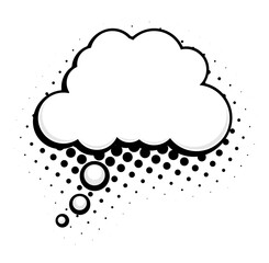 Comic Style Thought Cloud Bubble with Halftone Dots
