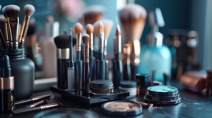 Various beauty tools, soft brushes and others