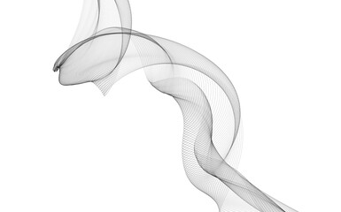 Abstract background with monochrome wave lines on white background.