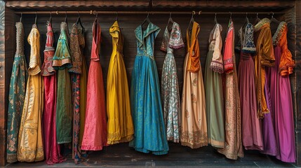 garments strung on wood