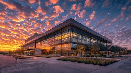 Obraz premium Stunning commercial building with brilliant sky