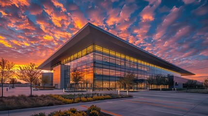 Obraz premium Stunning commercial building with brilliant sky
