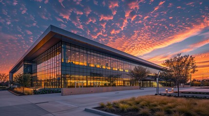 Stunning commercial building with brilliant sky