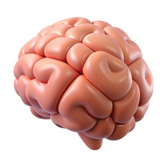 This image is a highly detailed 3D render of a human brain, crafted with a glossy, squishy plastic material in shades