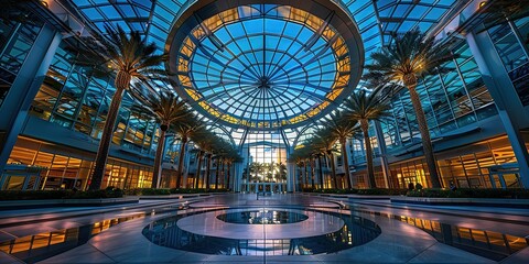 Obraz premium night digital glass structures on buildings