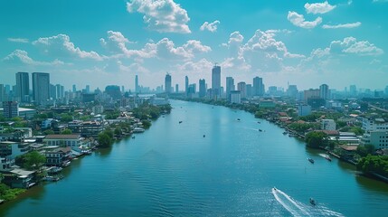 Obraz premium downtown Bangkok skyline and the Grand River