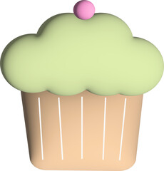 Cute green cupcake 3D
