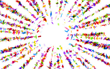 Dynamic Confetti Burst on White Panorama