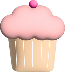 Cute pink cupcake 3D