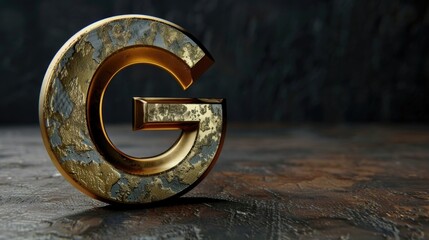 A close up of a golden letter on a table. Suitable for business and communication concepts