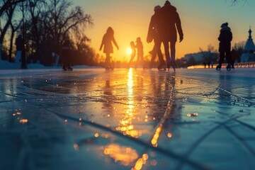 People enjoying ice skating, perfect for winter sports concept