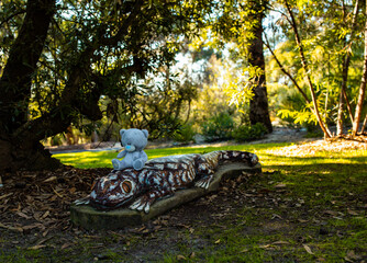 teddy bear on the playground