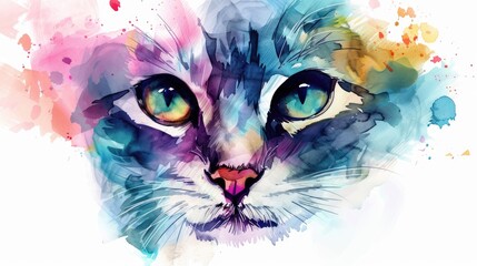 Cat face watercolor design
