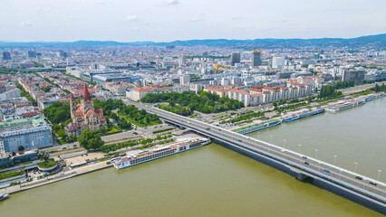 Danubio aerial dron view wien, wien, Semmering, Austria.