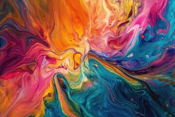 Vibrant abstract painting with swirling colors. Suitable for backgrounds or artistic concepts