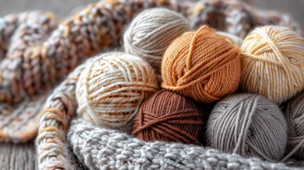 Obraz premium Calming Knitted Hobby: Relief from Stress in Cozy Weather