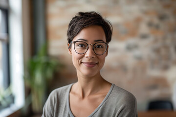 Obraz premium portrait of a mixed race woman in glasses