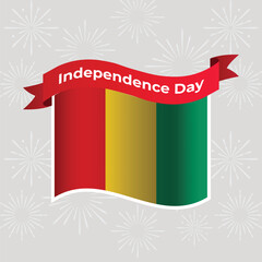 Guinea Wavy Flag Independence Day Banner Background