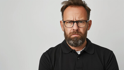 Obraz premium Portrait of a angry bearded man with glasses