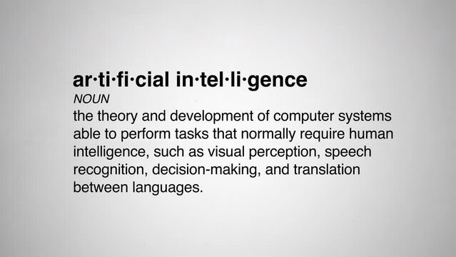 25 artificial intelligence definition dictionary 2d animation white background