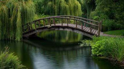 wooden bridge over the river