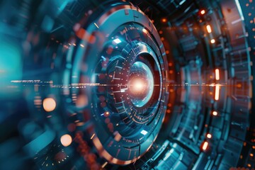 Obraz premium A sci-fi image of a futuristic space station. Ideal for science fiction themed projects