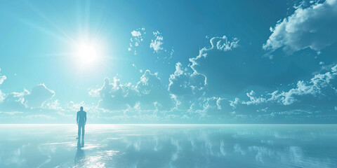 Revitalization (Hopeful Blue): An individual's uplifted gaze toward a promising future, exuding a sense of renewal and inspiration.