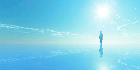 Revitalization (Hopeful Blue): An individual's uplifted gaze toward a promising future, exuding a sense of renewal and inspiration.