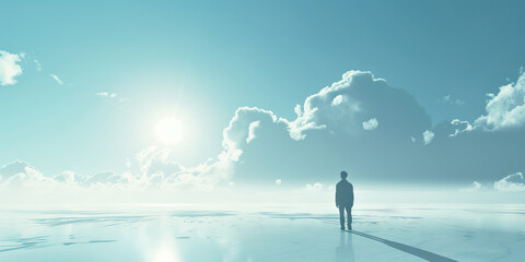 Revitalization (Hopeful Blue): An individual's uplifted gaze toward a promising future, exuding a sense of renewal and inspiration.