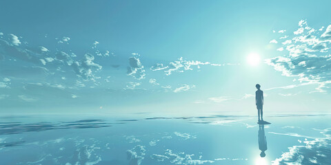 Revitalization (Hopeful Blue): An individual's uplifted gaze toward a promising future, exuding a sense of renewal and inspiration.