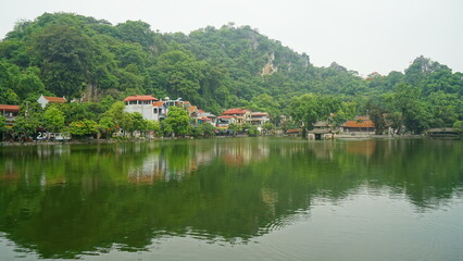 Fototapeta premium village on the lake