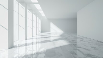 Fototapeta premium Abstract setting with a pristine white empty area and a seamless background .