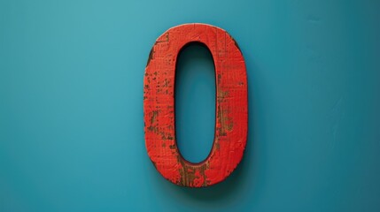 Vibrant red wooden letter O on a bold blue backdrop. Perfect for educational materials or graphic design projects