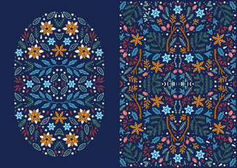 Beautiful flower collection of posters with doodles floral with poinsettia, pine cone, spruce, branch, leaves, floral bouquets, flower compositions. Notebook covers