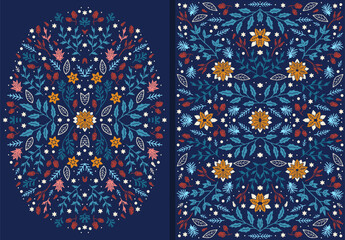 Beautiful flower collection of posters with doodles floral with poinsettia, pine cone, spruce, branch, leaves, floral bouquets, flower compositions. Notebook covers