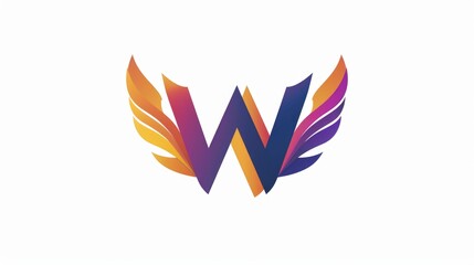 Obraz premium A purple and orange logo with a wing. Suitable for branding and design projects