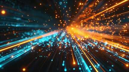 Fototapeta premium Dynamic high-speed data network with slick, glossy, and glowing lines of light