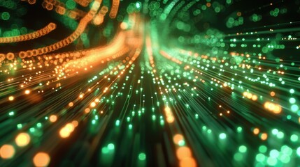 Dynamic high-speed data network with slick, glossy, and glowing lines of light