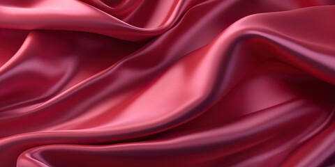 Obraz premium Closeup of satin fabric, soft, red color