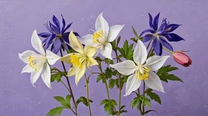 White and Purple Flowers on Purple Background