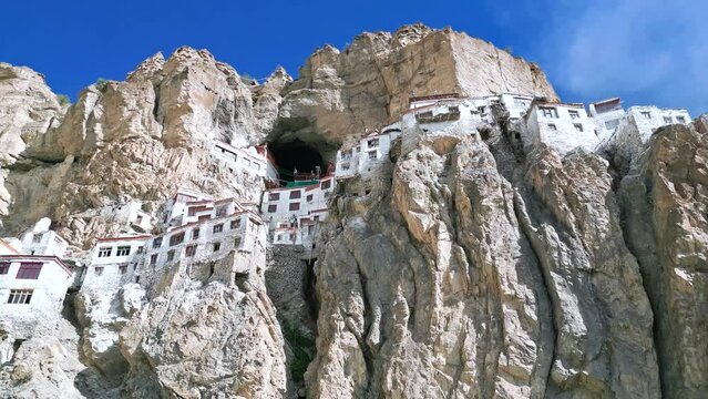 Fuktal Buddhist Monastery, Zanskar from the air, Himalayas from drone, Tibet