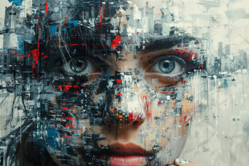 Abstract image blending chaotic urban elements with a smooth gradient for artistic juxtaposition