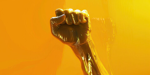 Empowered Pride: A triumphant figure raising their fist, embracing their power and defiance, radiating an aura of courage and resilience.