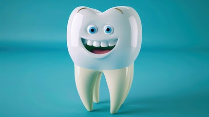 Fototapeta premium Happy-tooth cartoon character. White teeth concept