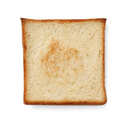 One piece of fresh toast bread isolated on white, top view