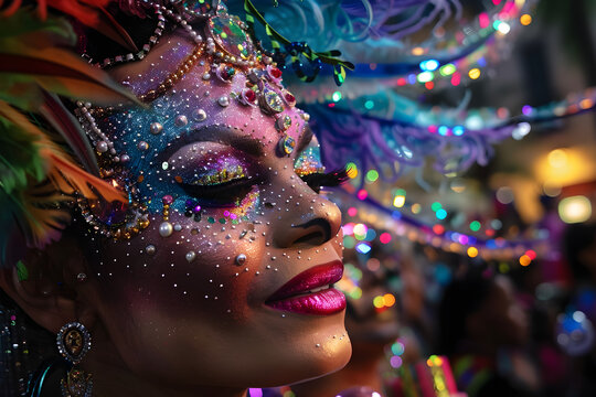 Vibrant artistic expression: drag queens of different races and nationalities showcasing their unique beauty through vibrant and bold makeup in a touching picture