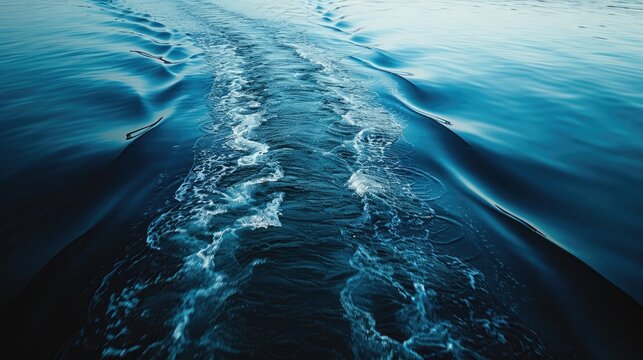The water s surface trailing a swiftly moving vessel