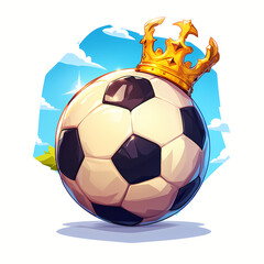 Classic soccer ball with golden crown isolated on white background. Epic goal, winner. World championship cup. Sport bet, football match betting. Element for design banner, poster or card