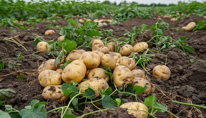 A pile of ripe potatoes