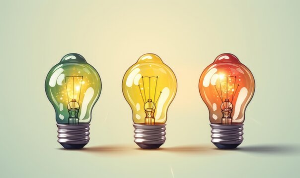 Power saving tips, flat design, top view, energy efficiency theme, cartoon drawing, colored pastel